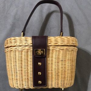 Vintage Etienne Aigner Wicker Bag w/ Wine Trim